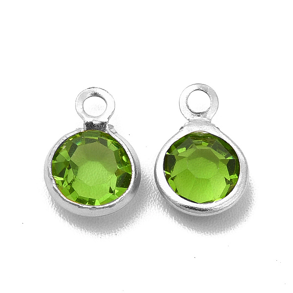 

PandaHall 304 Stainless Steel with Glass Charms, Stainless Steel Color, Faceted Flat Round, Yellow Green, 9.5x6.5x2mm, Hole: 1.5mm Stainless...