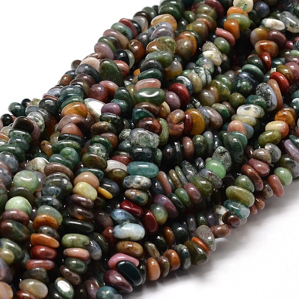 

PandaHall Natural Indian Agate Chip Beads Strands, 4~14x4~12mm, Hole: 1mm, about 15.3 inch~16.1 inch Indian Agate Chip