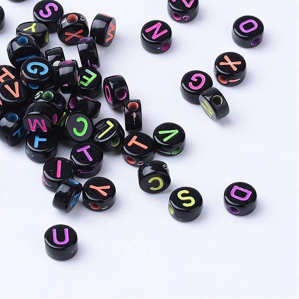 

PandaHall Craft Acrylic Horizontal Hole Letter Beads, Flat Round, Mixed Color, Letter, 6~7x3.5~4mm, Hole: 2mm, about 3600pcs/500g Acrylic..., Multicolor