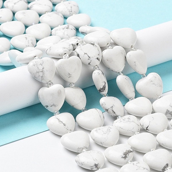 

PandaHall Natural Howlite Beads Strands, with Seed Beads, Heart, 14~15x15x6~6.5mm, Hole: 1.4mm, about 23~24pcs/strand, 14.57''(37cm) Howlite...