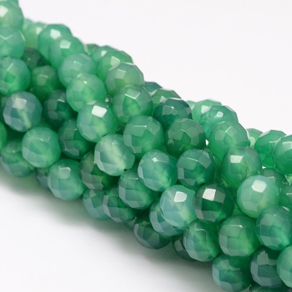 

PandaHall Natural Green Onyx Agate Beads Strands, Round, Dyed, Faceted, Sea Green , 8mm, Hole: 1mm, about 51pcs/strand, 15.75 inch Green...