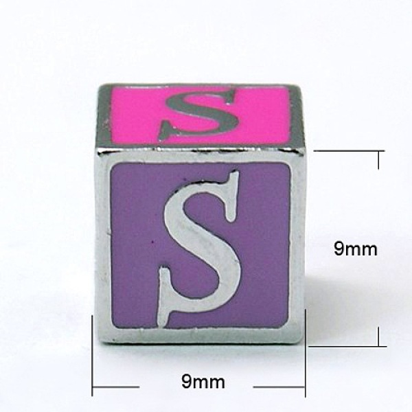 

PandaHall Alloy Enamel Large Hole Cube Beads, Platinum, Colorful, 9x9x9mm, Hole: 6mm Alloy Cube