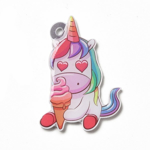 

PandaHall Cartoon Opaque Acrylic Pendants, Heart Unicorns Charm, Colorful, 42x30x2mm, Hole: 2.5mm Acrylic Unicorn