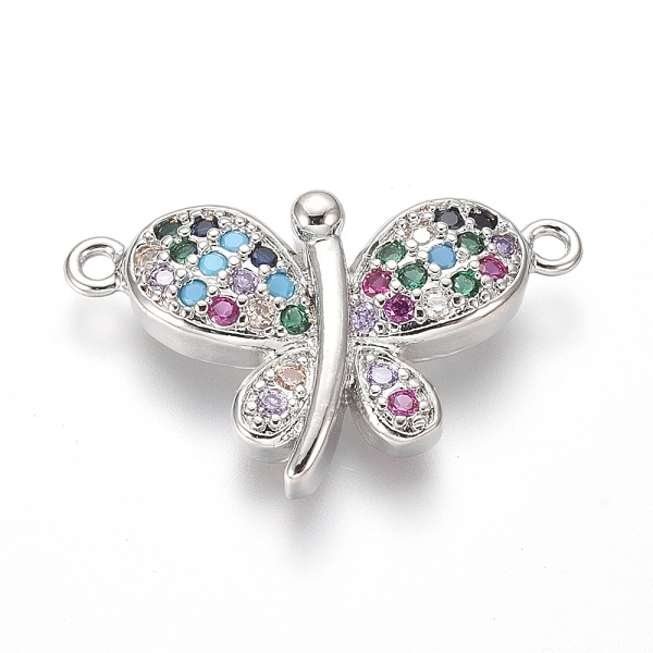 

PandaHall Brass Micro Pave Cubic Zirconia Links connectors, Butterfly, Colorful, Platinum, 15x24.5x5mm, Hole: 1.4mm Brass+Cubic Zirconia...