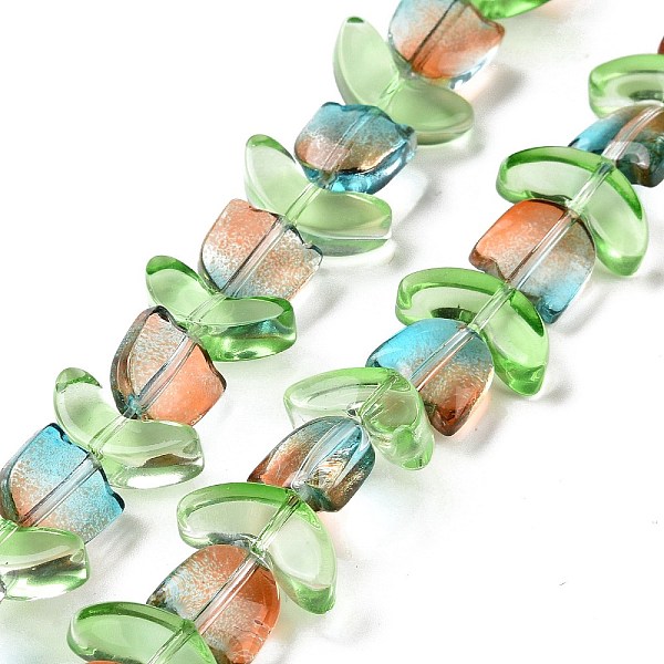 

PandaHall Transparent Glass Beads Strands, Two Tone, Tulip, Dark Turquoise, 6.5~9x9~14x4~5.5mm, Hole: 1mm, about 29pcs/strand, 15.71''...