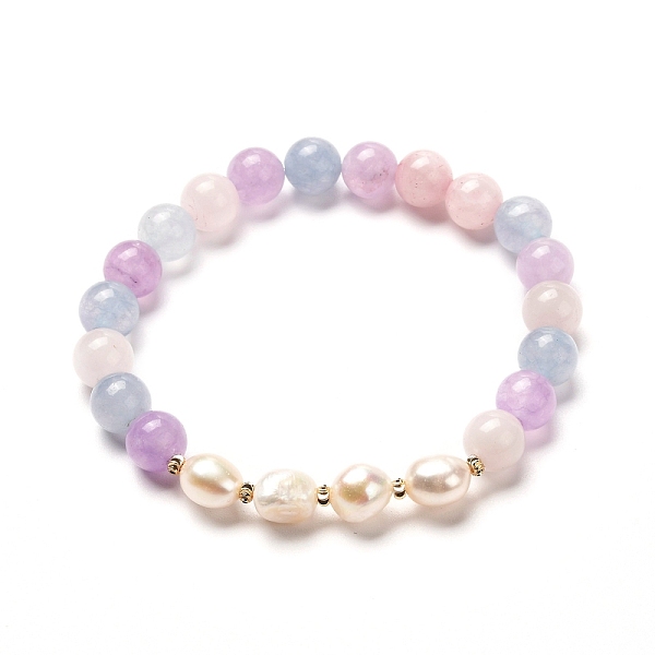 

PandaHall Stone Stretch Bracelet for Girl Women, Natural Aquamarine & Rose Quartz & Amethyst & Natural Pearl Beads Bracelet, Inner Diameter...