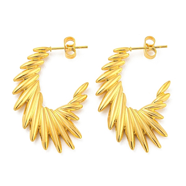 

PandaHall Ion Plating(IP) 304 Stainless Steel Sun Stud Earrings, Half Hoop Earrings, Golden, 33x3mm 304 Stainless Steel Sun