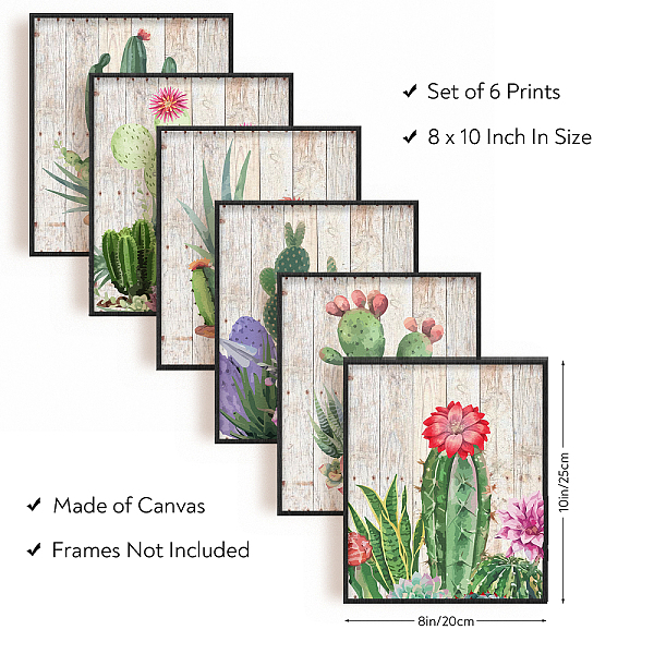 

PandaHall SUPERDANT 6 PCS/Set Unframed Canvas Prints Succulents Cactus Canvas Wall Art Print Green Plant Wall Art Succulents Cactus Picture...