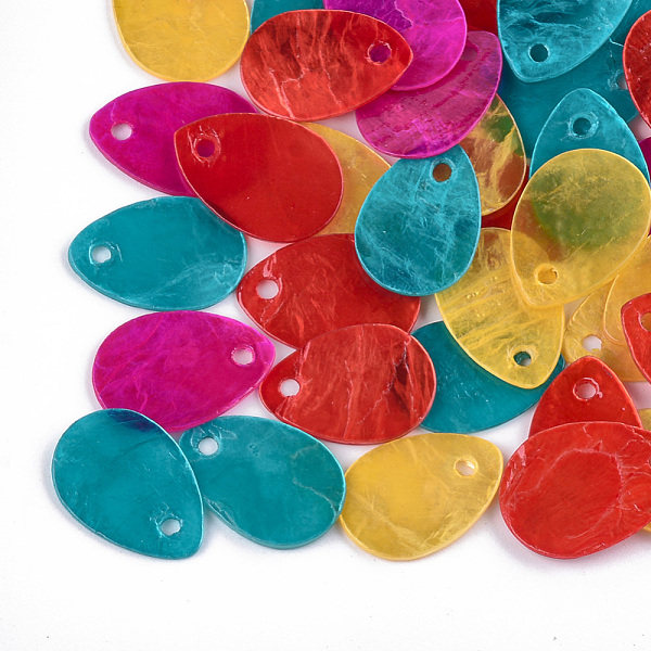 

PandaHall Spray Painted Capiz Shell Charms, teardrop, Mixed Color, 13x9~10x1mm, Hole: 1mm Capiz Shell Teardrop Multicolor