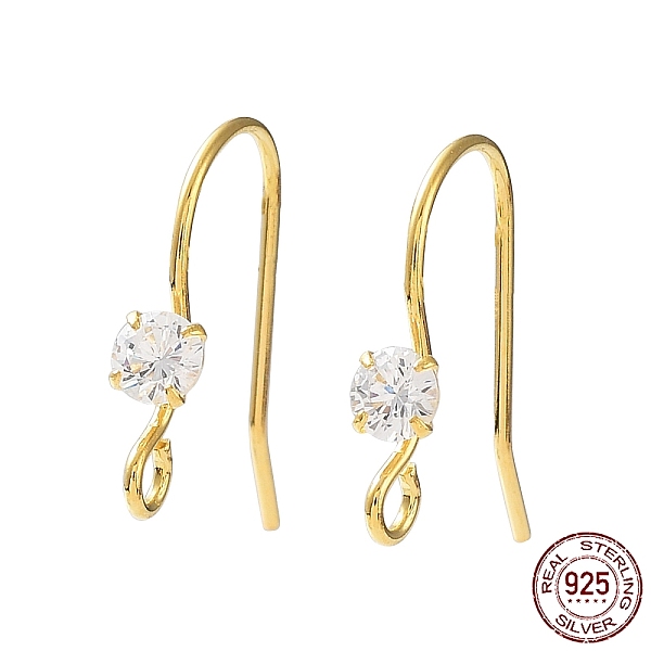 

PandaHall 925 Sterling Silver with Clear Cubic Zirconia Earring Hooks, Flat Round, Real 18K Gold Plated, 16x3mm, Hole: 1.5mm, Pin: 0.7mm...