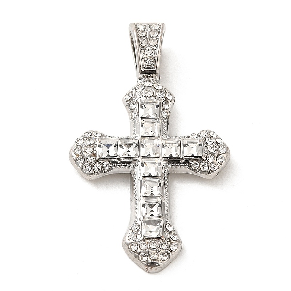 

PandaHall Alloy Rhinestone Pendants, Cross, Platinum, 41.5x25x4mm, Hole: 7x5mm Alloy+Rhinestone Cross Clear
