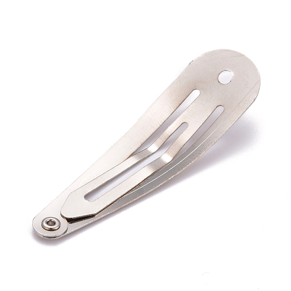 

PandaHall Iron Snap Hair Clip Findings, Teardrop, Platinum, 48.5x14x2.5mm, Hole: 2.5mm Iron