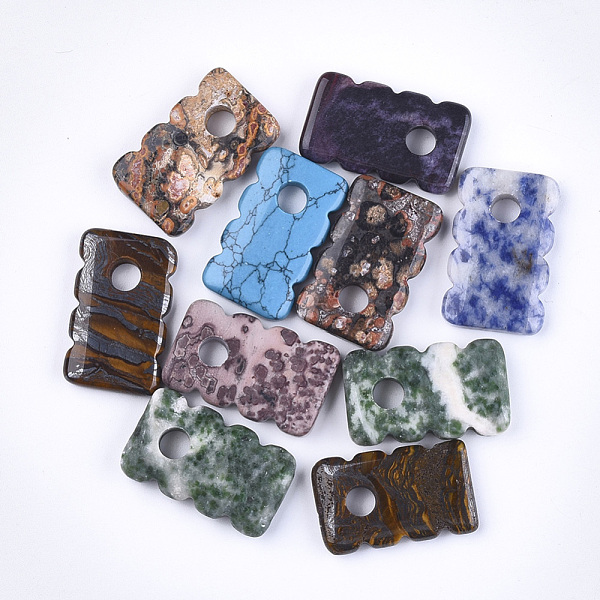

PandaHall Natural & Synthetic Mixed Gemstone Pendants, Rectangle, Dyed, 27~28x17x4~6mm, Hole: 5mm Mixed Stone Rectangle Multicolor
