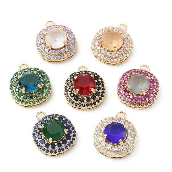

PandaHall Brass with K9 Glass & Rhinestone Pendants, Light Gold, Flat Round Charms, Mixed Color, 18x15x7.5mm, Hole: 2mm K9 Glass Flat Round..., Multicolor