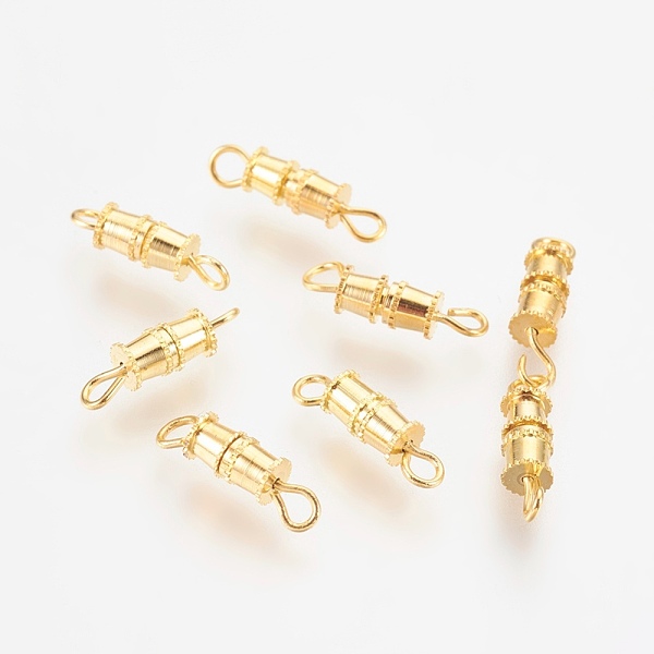 

PandaHall Brass Screw Clasps, Real 18K Gold Plated, Nickel Free, 14x4mm, Hole: 3x2mm Brass