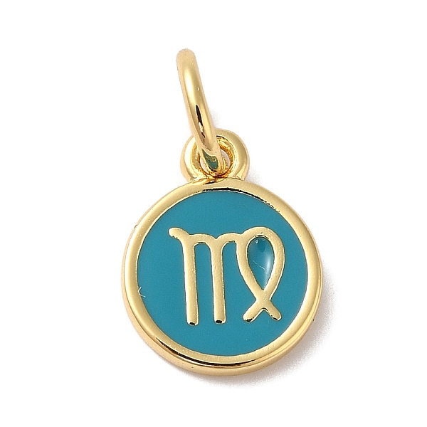 

PandaHall Real 18K Gold Plated Brass Enamel Charms, with Jump Ring, Long-Lasting Plated, Lead Free & Cadmium Free, Flat Round with Virgo...