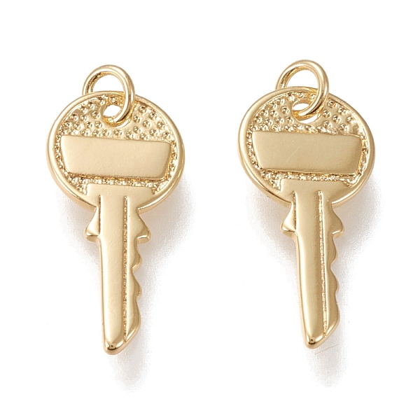 

PandaHall Brass Pendants, with Jump Rings, Long-lasting Plated, Key, Golden, 19x9x1mm, Hole: 2.4mm Brass Key