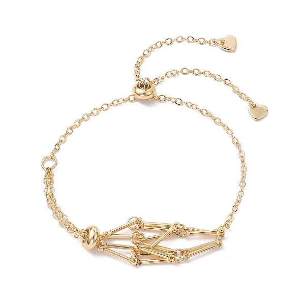 

PandaHall Adjustable Braided Brass Macrame Pouch Cable Chain Slider Bracelet Making, with 201 Stainless Steel Heart, Real 18K Gold Plated...