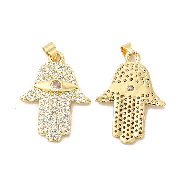 

PandaHall Rack Plating Brass Micro Pave Cubic Zirconia Pendants, Cadmium Free & Lead Free, Long-Lasting, Hand, Real 18K Gold Plated..., Clear