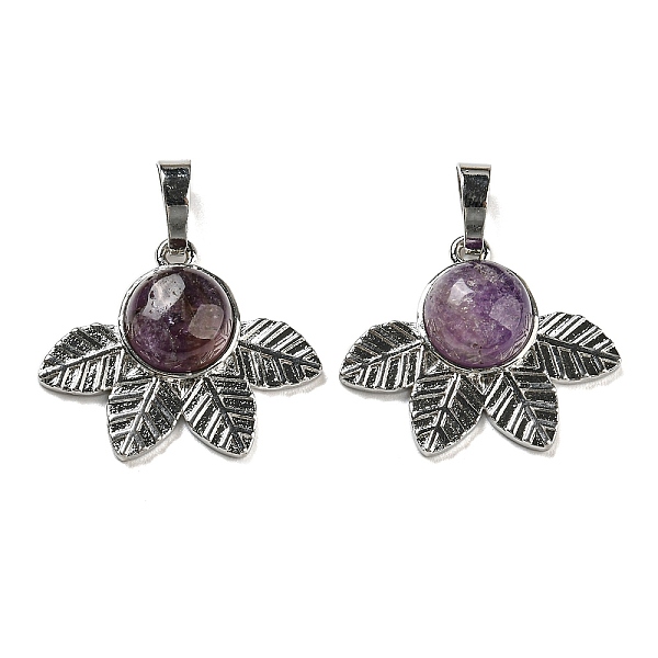 

PandaHall Natural Amethyst Pendants, Rack Plating Brass Leaf Charms, Platinum, Cadmium Free & Lead Free, 22x27x7mm, Hole: 8x5mm Amethyst...