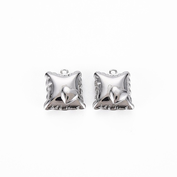 

PandaHall Brass Charms, Nickel Free, Square with Heart, Real Platinum Plated, 9.5x9x4mm, Hole: 0.8mm Brass Square
