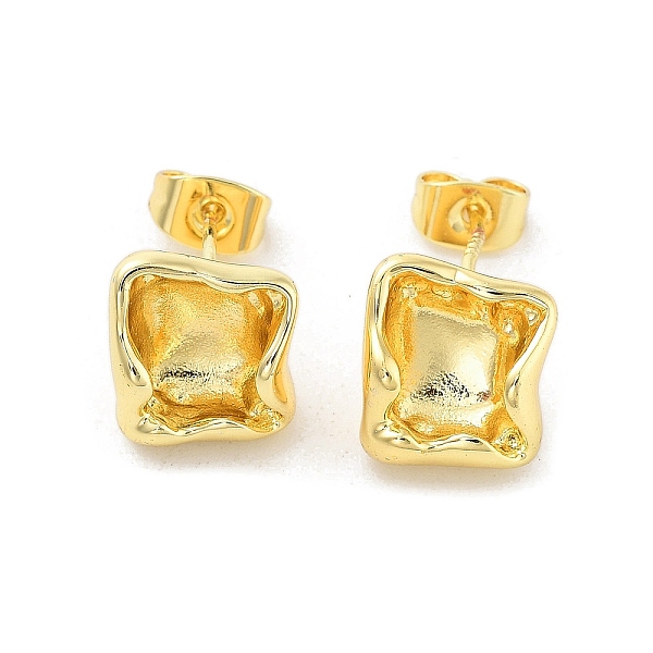 

PandaHall Rack Plating Brass Stud Earring, Long-Lasting Plated, Nuggets, Golden, 11x10mm Brass Nuggets
