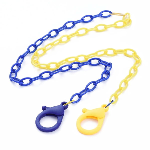 

PandaHall Personalized Two Tone ABS Plastic Cable Chain Necklaces, Eyeglasses Chains, Handbag Chains, with Iron Linking Rings and Plastic..., Blue