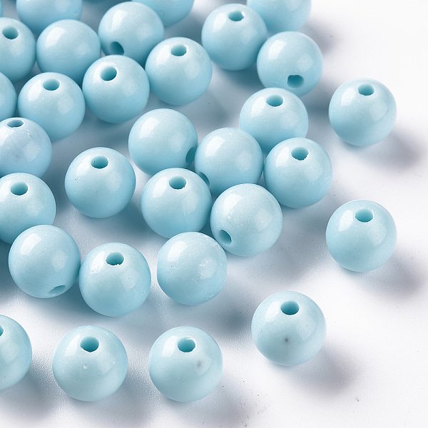 

PandaHall Opaque Acrylic Beads, Round, Sky Blue, 10x9mm, Hole: 2mm Acrylic Round