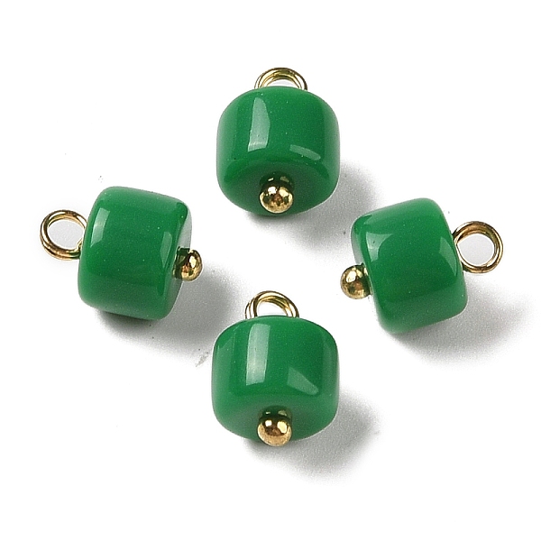 

PandaHall Acrylic Pendants, with Brass Loops, Column, Green, 12.5x8.5mm, Hole: 2.5mm Brass+Acrylic Column Green
