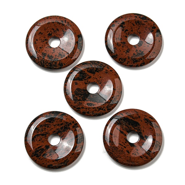 

PandaHall Natural Mahogany Obsidian Pendants, Donut/Pi Disc Charms, 50x6.5~7.5mm, Hole: 10mm Mahogany Obsidian Donut