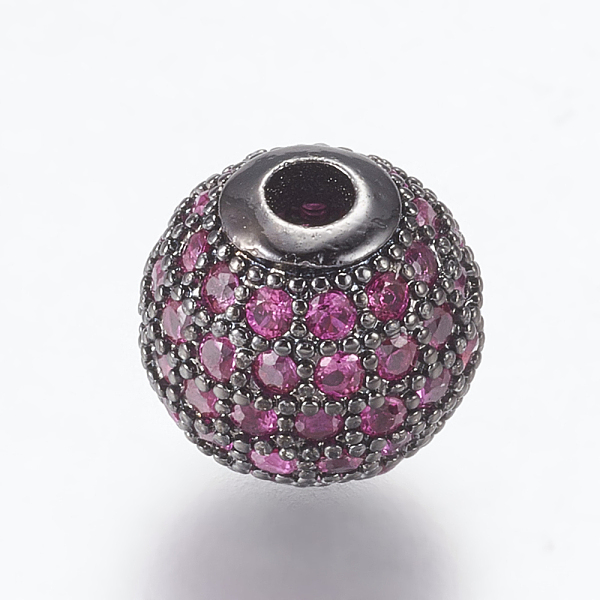 

PandaHall Brass Micro Pave Cubic Zirconia Beads, Round, Gunmetal, Old Rose, 10mm, Hole: 2mm Brass+Cubic Zirconia Round Purple