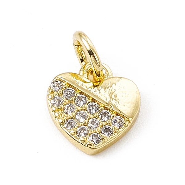 

PandaHall Brass Micro Pave Clear Cubic Zirconia Heart Charms, with Open Jump Rings, Real 18K Gold Plated, 8.5x7.5x1.5mm, Jump Ring...