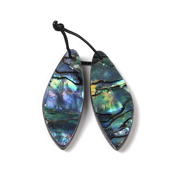 

PandaHall 2Pcs Natural Abalone Shell/Paua Shell Pendants, Geometric Charms, Leaf, 38x14x3mm, Hole: 1mm Paua Shell Leaf