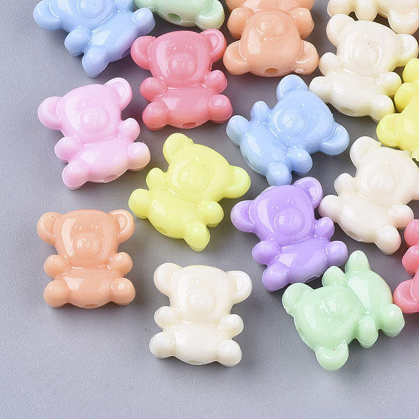 

PandaHall Opaque Acrylic Beads, Bear, Mixed Color, 13x12.5x7~8mm, Hole: 1.8mm Acrylic Bear Multicolor