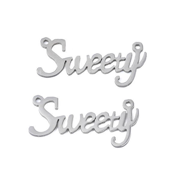 

PandaHall 304 Stainless Steel Connector Charms, Word Sweety, Stainless Steel Color, 17x34x1mm, Hole: 1.5mm 304 Stainless Steel Word