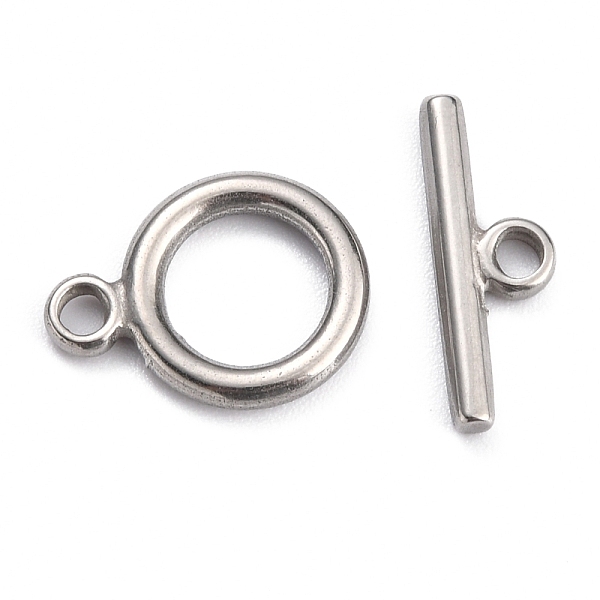 

PandaHall 304 Stainless Steel Toggle Clasps, Ring, Stainless Steel Color, Ring: 15.7x12x2mm, Hole: 2mm, Bar: 17x6x2mm, Hole: 2mm 304...