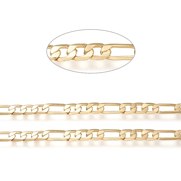 

PandaHall Brass Curb Chains, Figaro Chains, Soldered, Long-Lasting Plated, with Spool, Real 18K Gold Plated, Links: 8x5.5x1mm and 13x5x1mm...