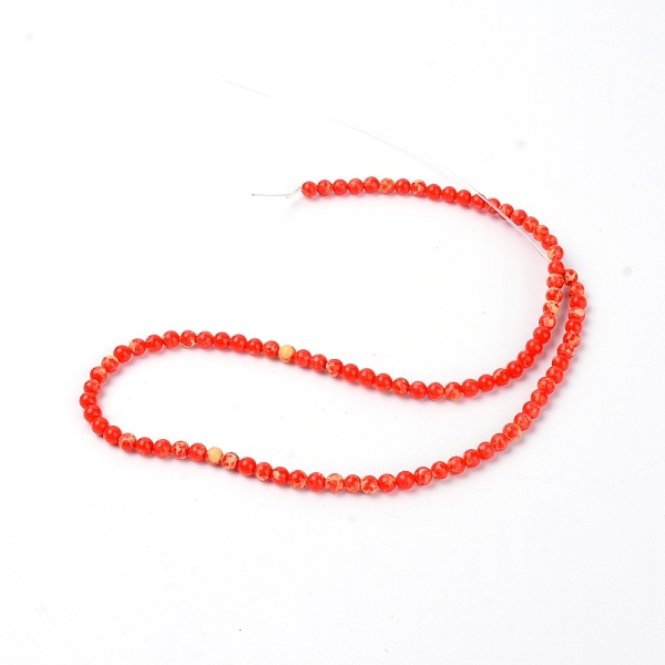 

PandaHall Natural Imperial Jasper Beads Strands, Dyed, Round, Red, 391x4mm, Hole: 1mm, about 90pcs/strand Imperial Jasper Round Red