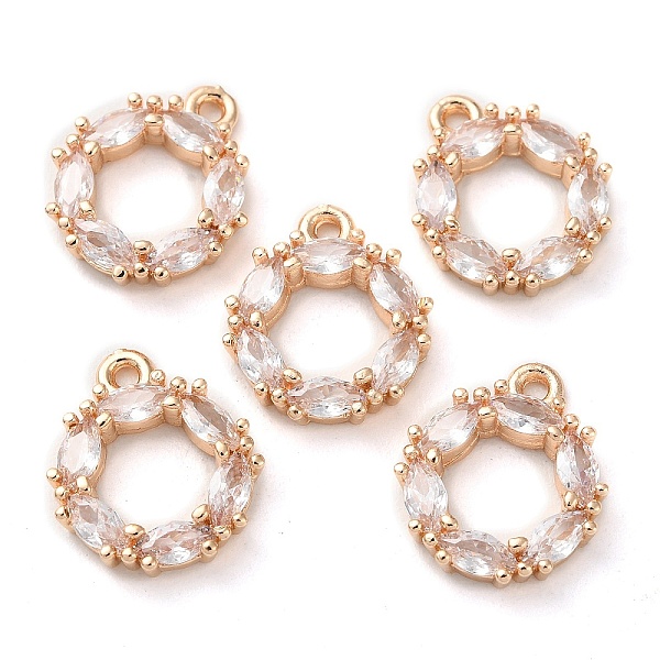 

PandaHall K9 Glass Pendants, with Light Gold Tone Brass Findings, Ring Charms, Crystal, 15x12.5x3mm, Hole: 1.4mm K9 Glass Ring Clear
