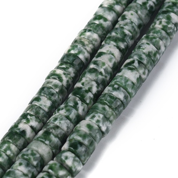 

PandaHall Natural Green Spot Jasper Beads Strands, Heishi Beads, Flat Round/Disc, 6x3mm, Hole: 1mm, about 119~131pcs/strand, 14.76~15.74...