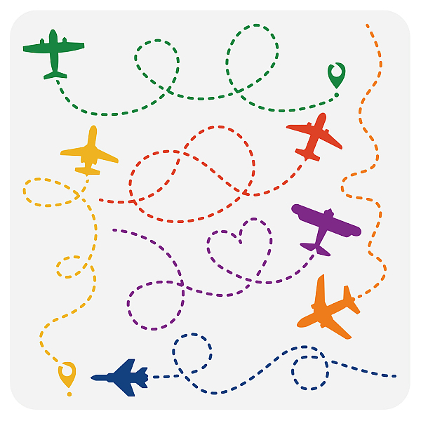 PandaHall BENECREAT Reusable Plastic Stencils, Plane Airplane Flight Stencils Painting Template for DIY Walls Art Scrapbook Crafts Furniture...