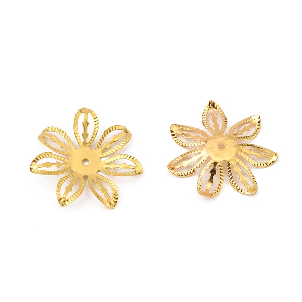 

PandaHall Multi-Petal Iron Bead Caps, Flower, Golden, 27x4mm, Hole: 1.6mm Iron