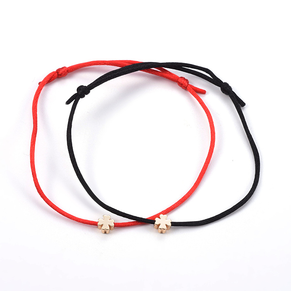 

PandaHall Nylon Thread Cords Bracelets, with Brass Beads, Lead Free & Cadmium Free, Four Leaf Clover, Golden, 1-5/8 inch~3-1/8 inch(4~8cm)...