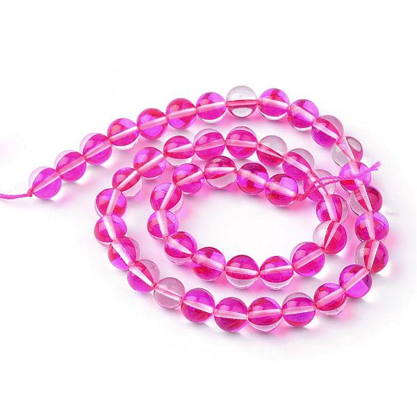 

PandaHall Synthetic Moonstone Beads Strands, Holographic Beads, Dyed, Round, Deep Pink, 6mm, Hole: 1mm, about 60~62pcs/strand, 14~15 inch...