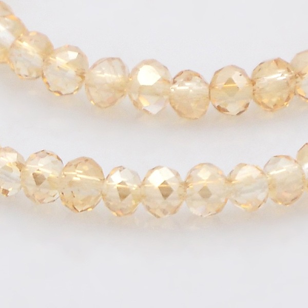 

PandaHall Pearl Luster Plated Faceted Rondelle Glass Beads Strands, Wheat, 3.5x2.5mm, Hole: 1mm, about 100pcs/strand, 10 inch Glass Rondelle..., Orange