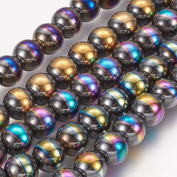 

PandaHall Electroplate Non-magnetic Synthetic Hematite Beads Strands, Round, Mixed Color, 8mm, Hole: 1mm, about 53pcs/strand, 15.1 inch...