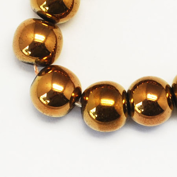 

PandaHall Non-magnetic Synthetic Hematite Beads Strands, Grade A, Round, Copper Plated, 6mm, Hole: 1.5~2mm, about 65~70pcs/strand..., Gold