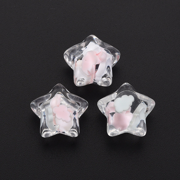 

PandaHall Transparent Acrylic Cabochons, with Polymer Clay, Star, Pink, 16.5x16.5x12mm Acrylic Star Pink