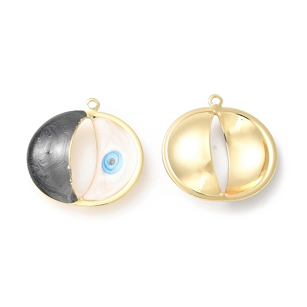 

PandaHall Brass Pendants, with Enamel, Real 18K Gold Plated, Long-Lasting Plated, Flat Round with Evil Eye Charm, White, 25x25x8mm, Hole...