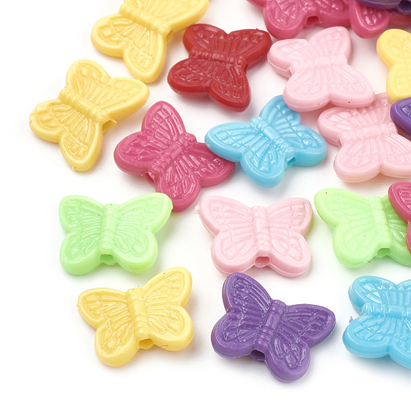 

PandaHall Opaque Acrylic Beads, Butterfly, Mixed Color, 11x14x3.5~4mm, Hole: 1.6mm Acrylic Butterfly Multicolor